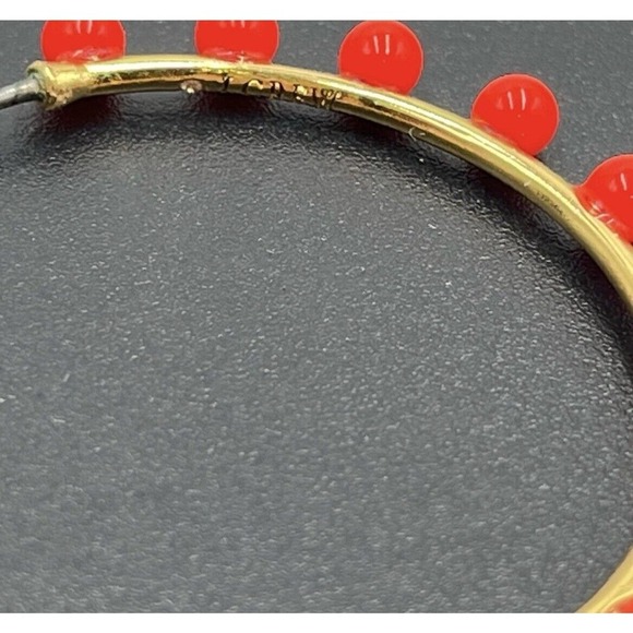 J. Crew Neon Orange Beaded Gold Tone Hoop Earrings - Picture 10 of 13
